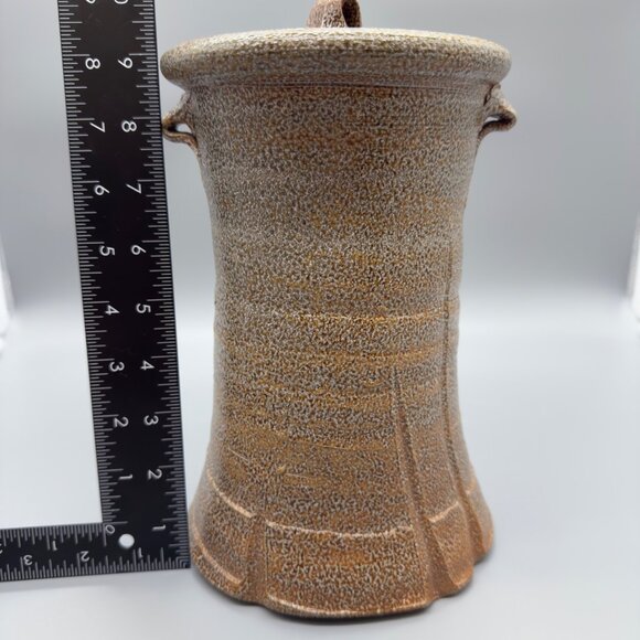 Signed Eldreth Pottery 2007 Brown Salt Glazed Stoneware Crock w/ Lid Hand Thrown - Picture 8 of 9